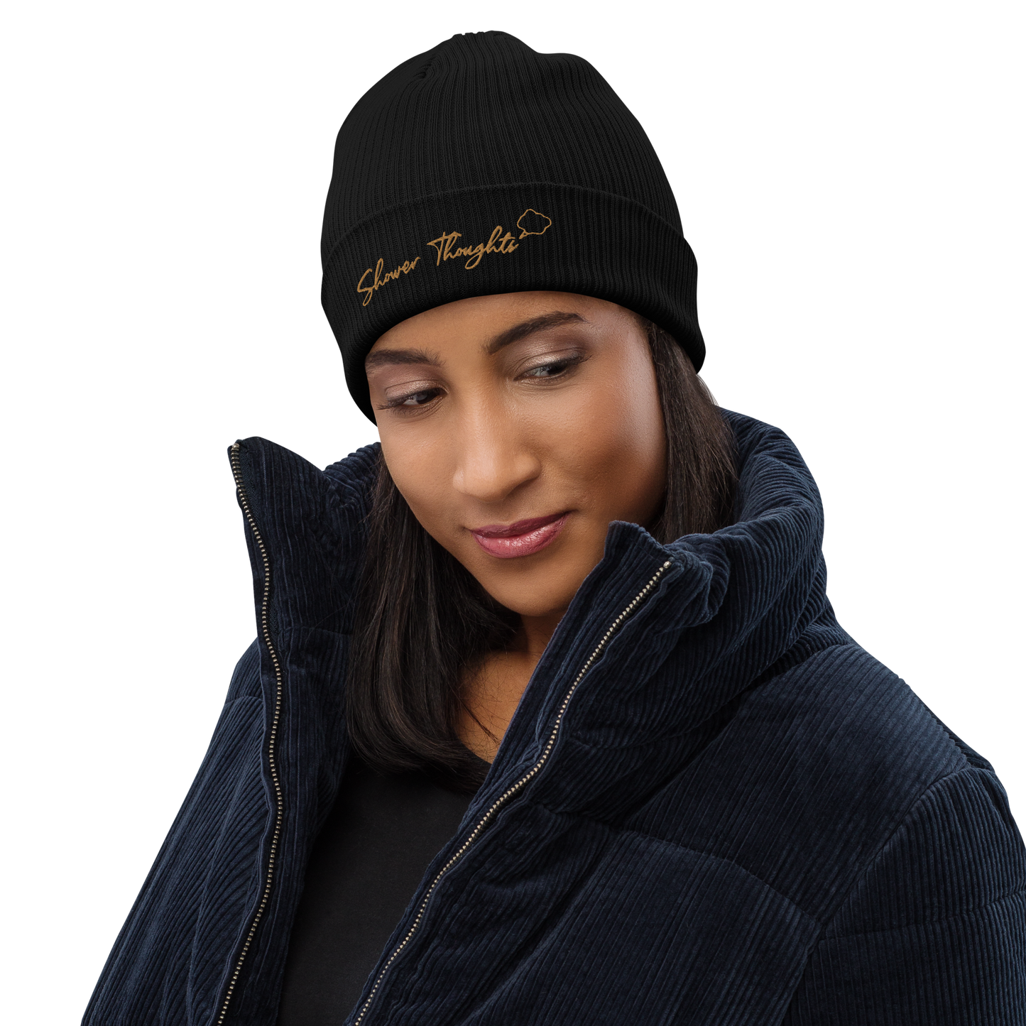 "Shower Thoughts" Organic ribbed beanie