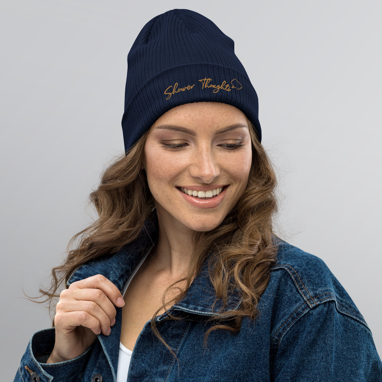 "Shower Thoughts" Organic ribbed beanie