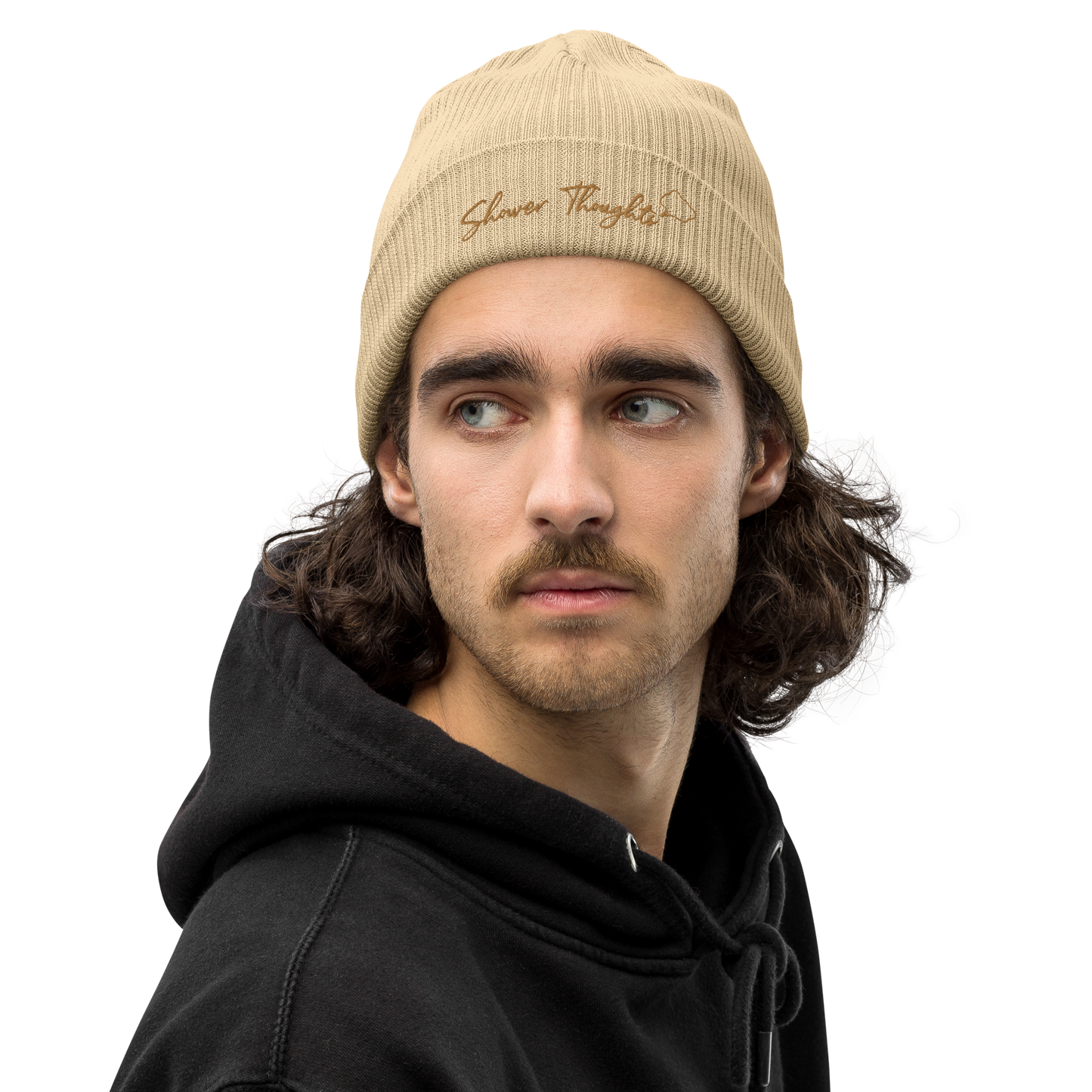 "Shower Thoughts" Organic ribbed beanie